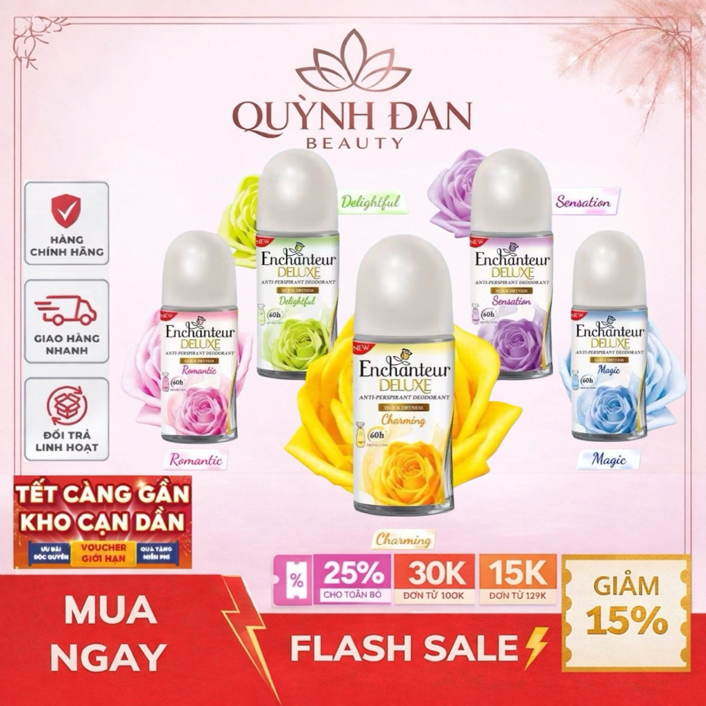 Lăn khử mùi hương nước hoa Enchanteur 50ml [CHÍNH HÃNG]