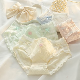 Quần lót nữ cotton cao cấp viền ren xinh phối lưới đính nơ đáng yêu cạp vừa ôm mông quyến rũ L2861