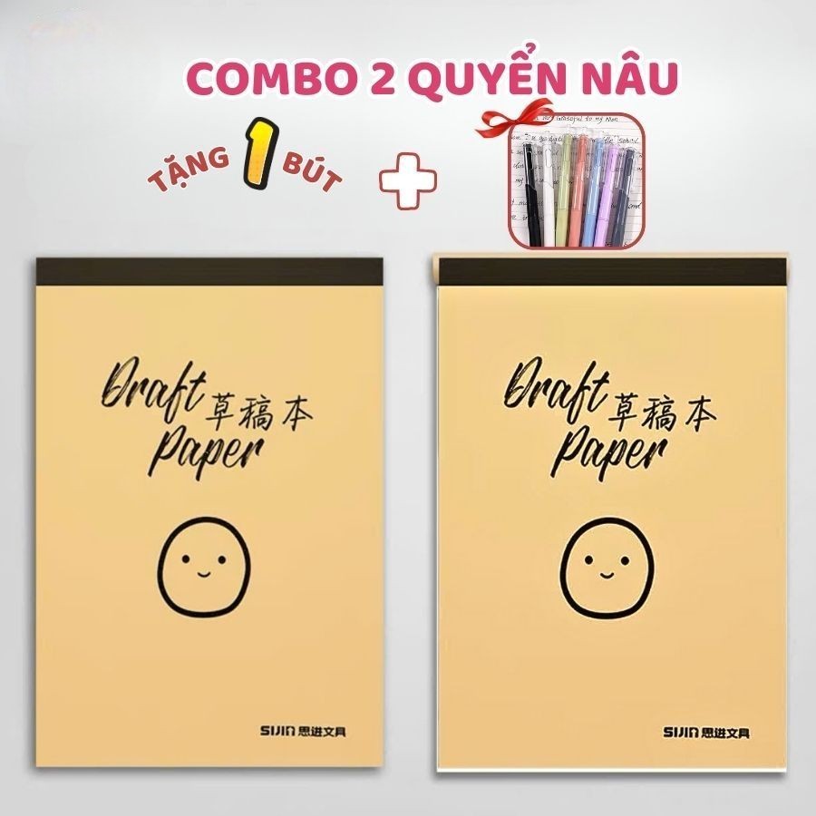 [Top Value] Set 2 Quyển Vở Nháp 200 Trang Bìa Kraft, Ghi Ché - ảnh 1