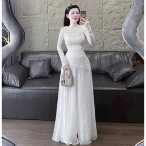 Đầm Nữ Ren Dài Full Lót Dáng Xòe Tiểu Thư Xinh