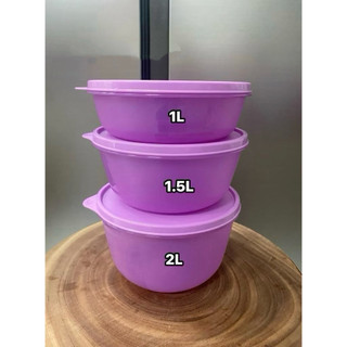 Sét bowl tròn tím 1L - 1.5L - 2L, tup indo, hộp tròn kín khí, kín mùi