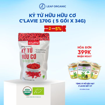 [MUA 2 GIẢM 5%] Kỷ tử + Hắc kỷ tử hữu cơ C'LaVie (5 gói/túi) - không biến đổi gen