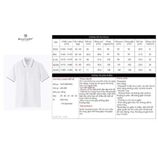 [T7_SALE 20%_HT] Áo Polo Nam Trắng Thiết Kế Basic 9APCB594TRK Biluxury Thoáng Mát Bền Màu