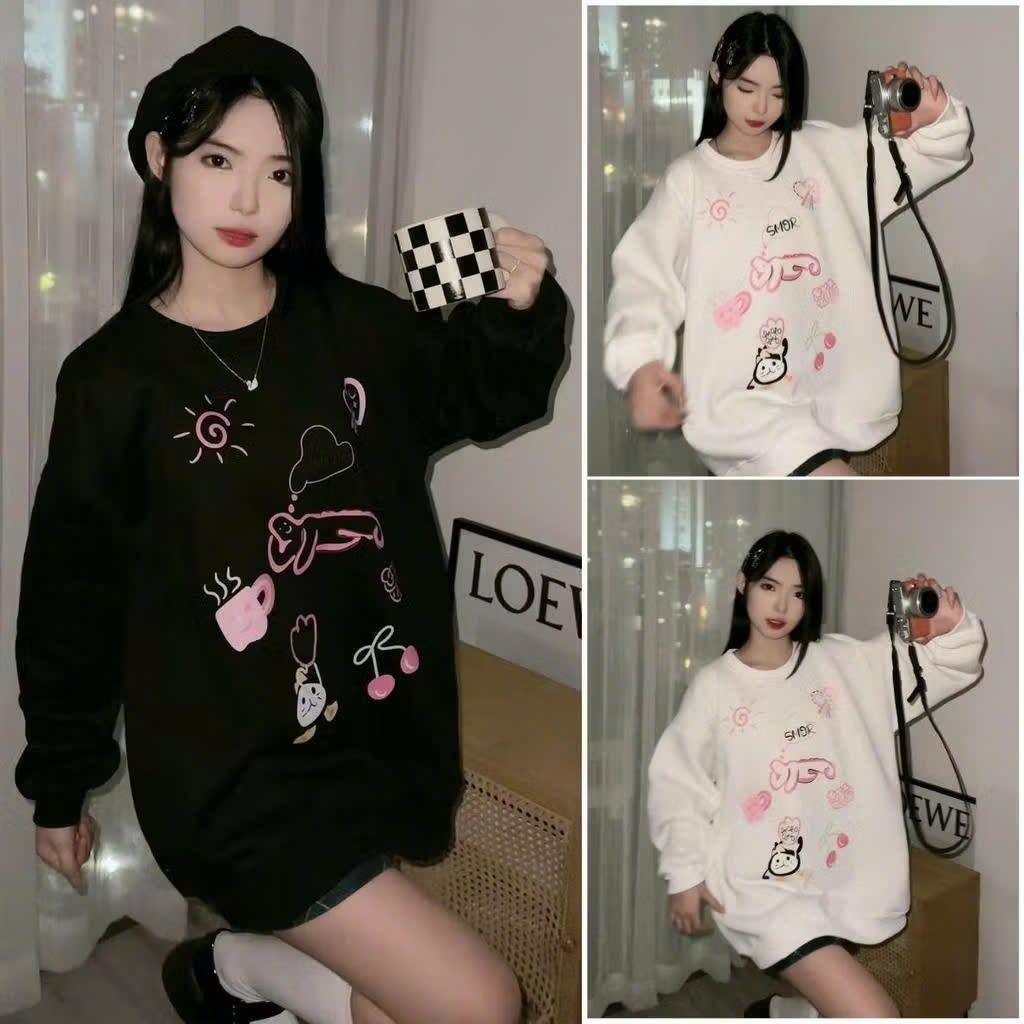 [SALE ĐẦU MÙA] Áo Sweater Unisex Lệch Vai, Cổ Tròn Dài Tay Nữ RANSHI Phong Cách Hàn Quốc Dễ Phối - SMCT