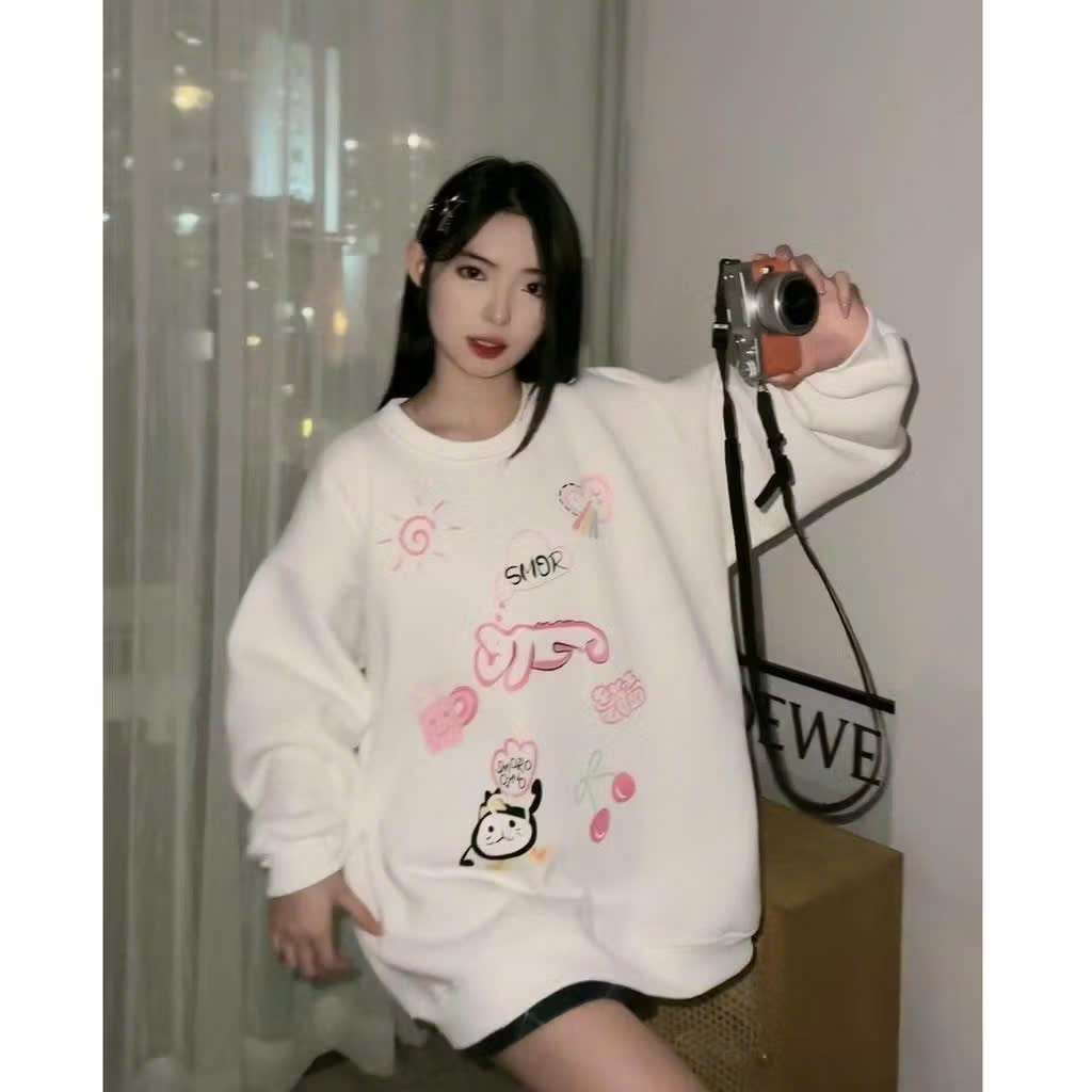[SALE ĐẦU MÙA] Áo Sweater Unisex Lệch Vai, Cổ Tròn Dài Tay Nữ RANSHI Phong Cách Hàn Quốc Dễ Phối - SMCT