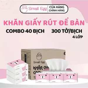- Giấy ăn rút Small Egg thùng 40 gói cao cấp 300 tờ 130x175mm 4 lớp, dập vân 4D