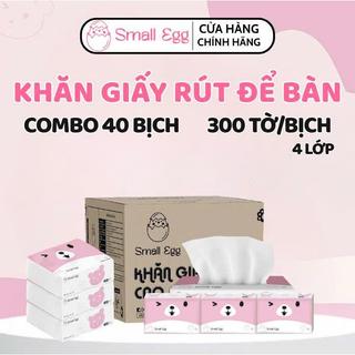 [HOẢ TỐC HCM] - Giấy ăn rút Small Egg thùng 40 gói cao cấp 300 tờ 130x175mm 4 lớp, dập vân 4D