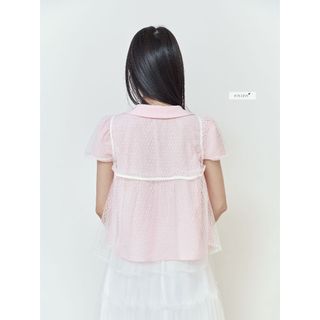 𝐏𝐞𝐭𝐚𝐥 𝐌𝐢𝐬𝐭 𝐒𝐞𝐭 - Set áo sơ mi nữ cổ sen phối áo lưới nhien.official NSB00001