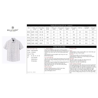 [T7_SALE 20%_HT] Áo Sơ Mi Nam Ngắn Tay Thiết Kế Họa Tiết 9SMCH563TRK Biluxury Form Slimfit Kháng Khuẩn Bền Màu