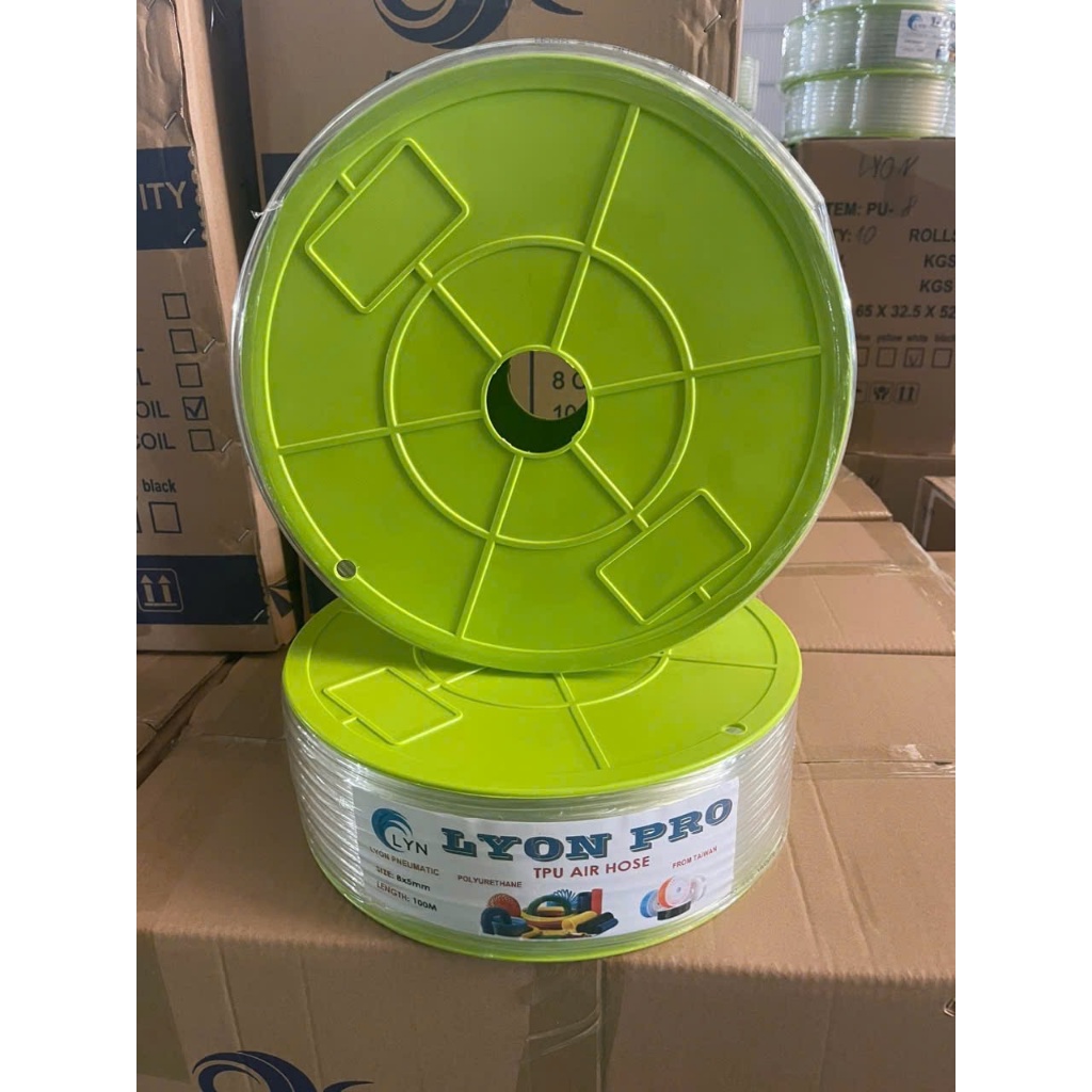 [Cuộn 100M] Dây Hơi 8mm PU Đài Loan Lyon Pro 8x5x100m | 2 Màu Xanh/Trắng