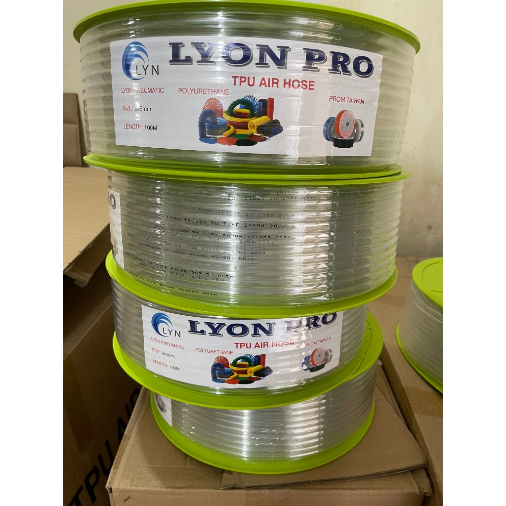 [Cuộn 100M] Dây Hơi 8mm PU Đài Loan Lyon Pro 8x5x100m | 2 Màu Xanh/Trắng