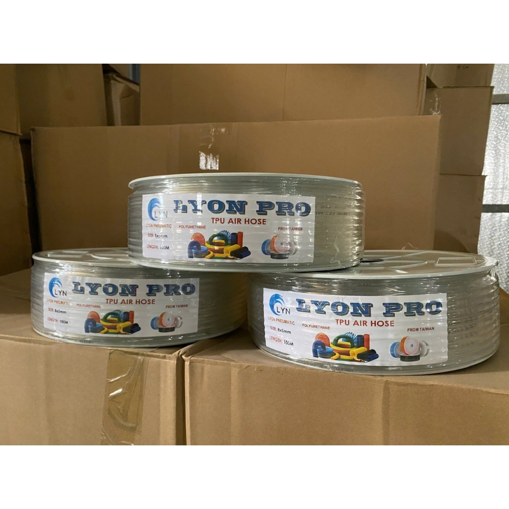 [Cuộn 100M] Dây Hơi 8mm PU Đài Loan Lyon Pro 8x5x100m | 2 Màu Xanh/Trắng