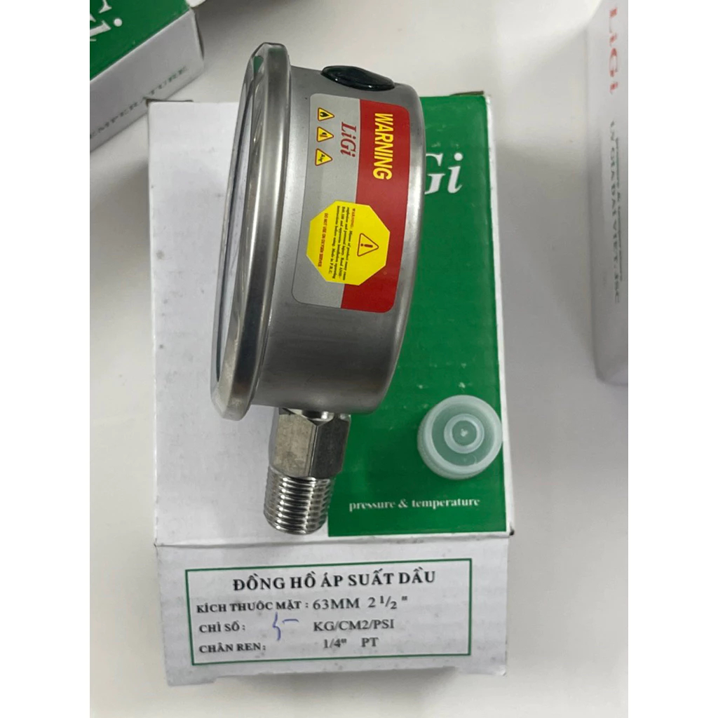 ẢNH THẬT HÀNG XỊN | Đồng hồ đo áp suất hơi, khí nén mặt 63mm chân ren 13 (có Dầu chống rung)