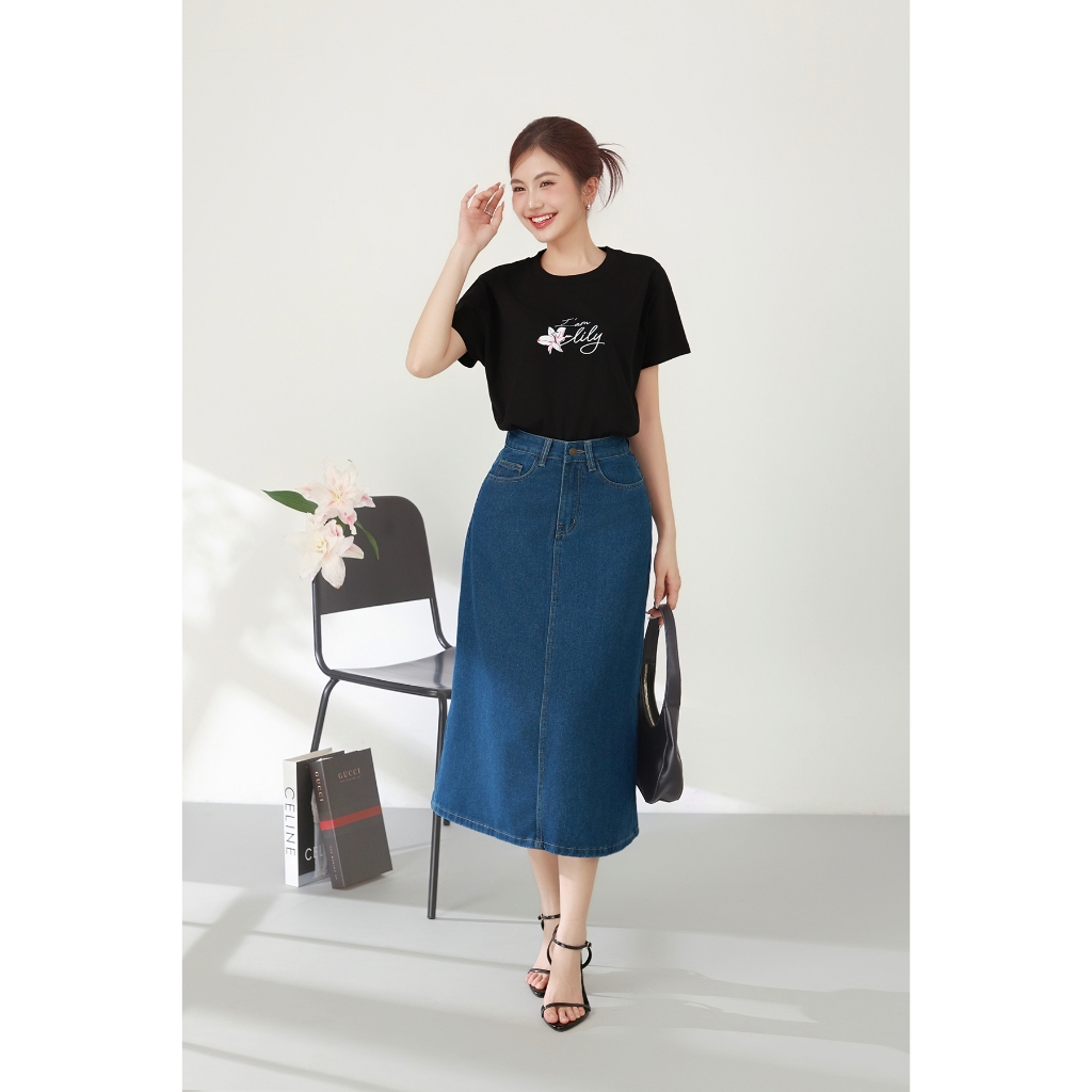 Chân Váy Jeans Gmorning - GUMAC Form A Tôn Dáng Túi Mổ Hàm Ếch Thanh Lịch YVJF01071 - YVG07102