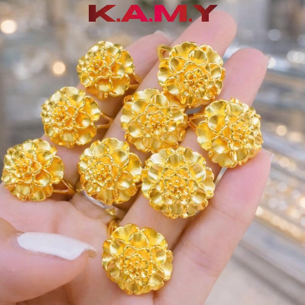 Nhẫn Nữ Hoa Mai Mạ Vàng 24K – Thiết Kế Hoa Nổi Sang Trọng, Nhẫn Cưới May Mắn