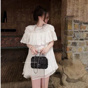 MIU.STUDIO • Đầm babydoll ren hoa bèo tầng tay bồng nhẹ nhàng tiểu thư , Váy suông dáng ngắn phù hợp đi cafe, hẹn hò