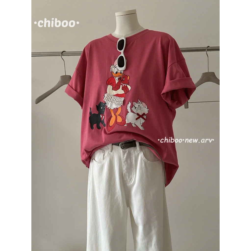 [𝐒𝐮𝐙𝐲] Thun Dáng Rộng Dấu Quần In Hình QCCC (1m58 Trở Lên)