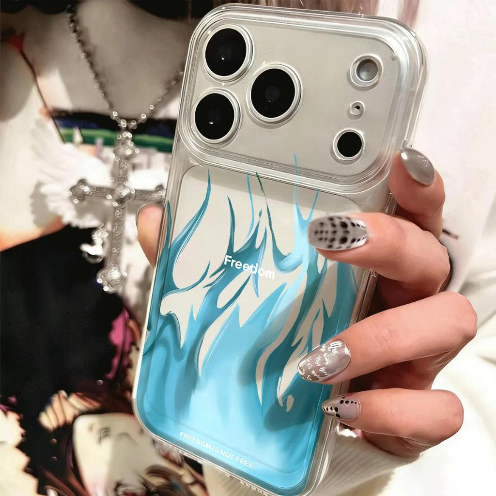 Hình nghệ thuật màu xanh dương phù hợp với 16 vỏ điện thoại iPhone 17 Air, vỏ không gian 14/13/11 Pro