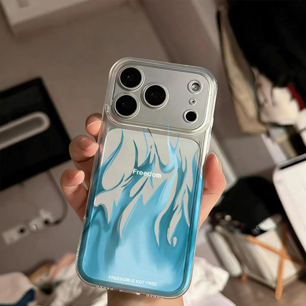 Hình nghệ thuật màu xanh dương phù hợp với 16 vỏ điện thoại iPhone 17 Air, vỏ không gian 14/13/11 Pro