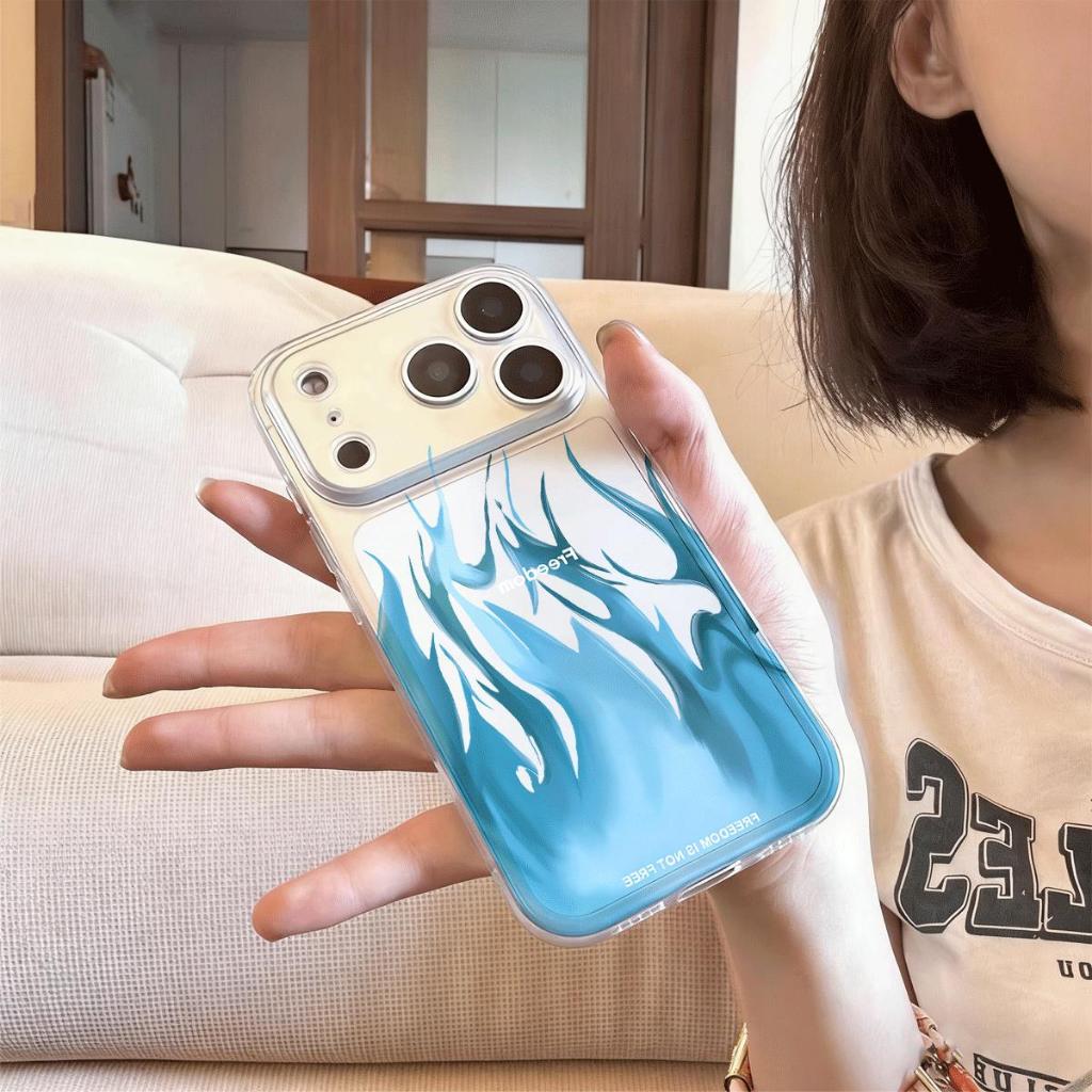 Hình nghệ thuật màu xanh dương phù hợp với 16 vỏ điện thoại iPhone 17 Air, vỏ không gian 14/13/11 Pro