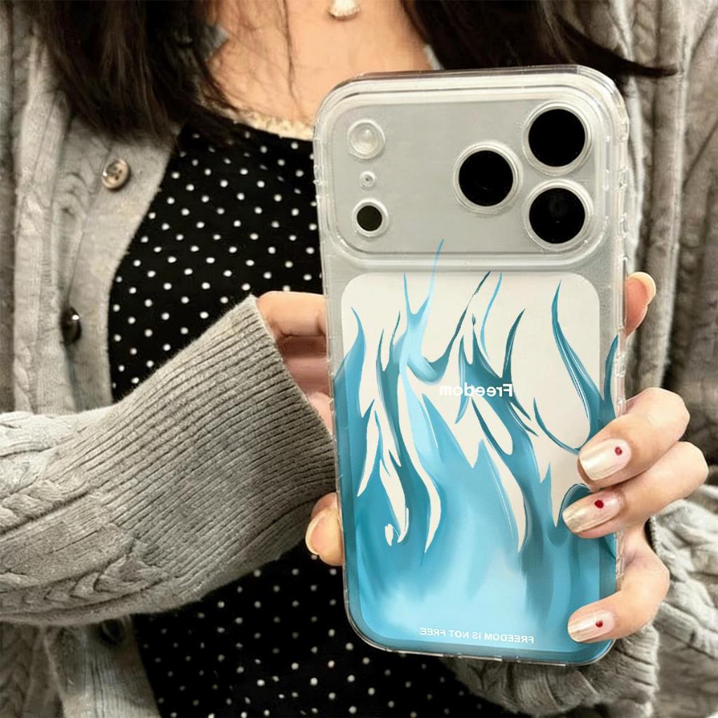 Hình nghệ thuật màu xanh dương phù hợp với 16 vỏ điện thoại iPhone 17 Air, vỏ không gian 14/13/11 Pro