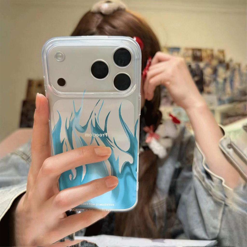 Hình nghệ thuật màu xanh dương phù hợp với 16 vỏ điện thoại iPhone 17 Air, vỏ không gian 14/13/11 Pro