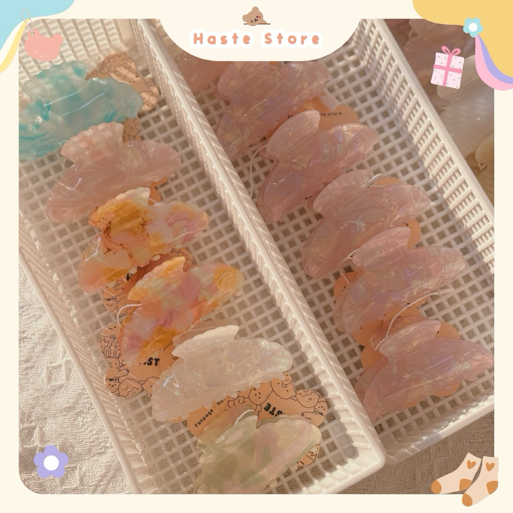 Kẹp Tóc Nhựa Xà Cừ Hologram Trơn Càng Cua Quà Tặng Bạn Nữ Dễ Thương Phụ Kiện Pastel Nhiều Màu Sắc
