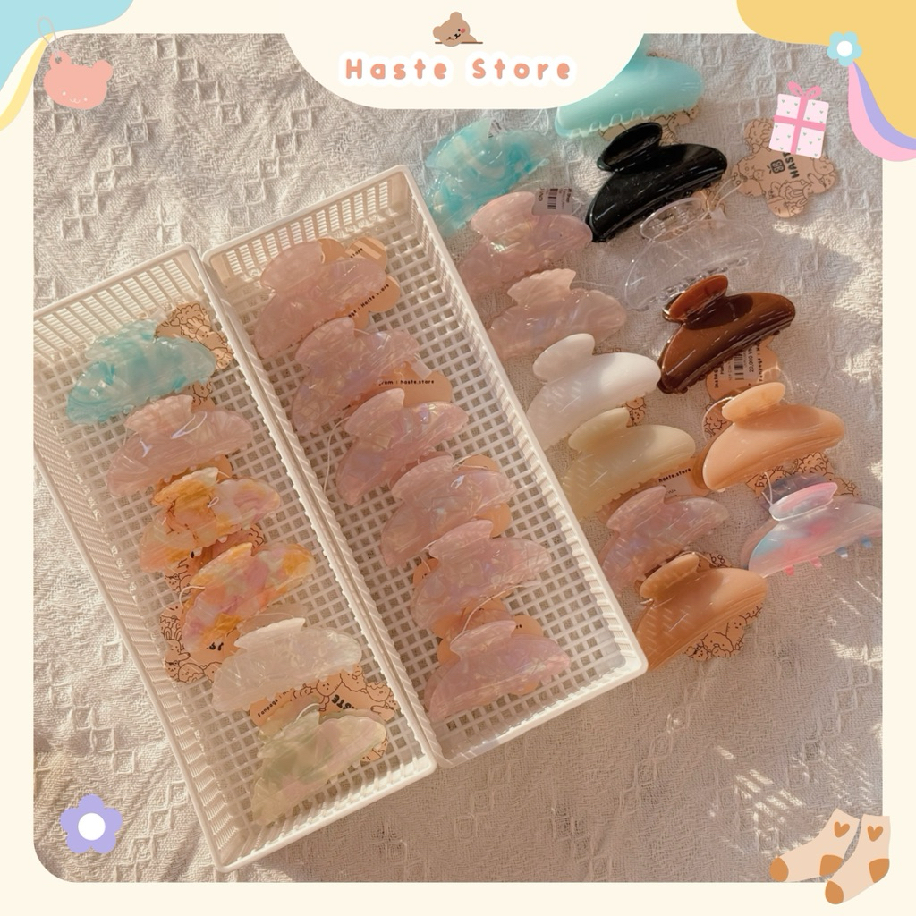 Kẹp Tóc Nhựa Xà Cừ Hologram Trơn Càng Cua Quà Tặng Bạn Nữ Dễ Thương Phụ Kiện Pastel Nhiều Màu Sắc