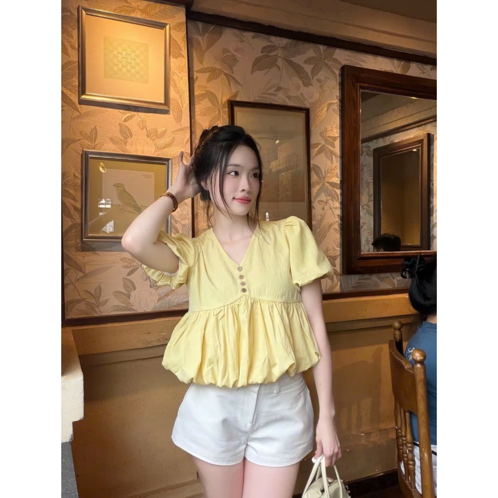 Áo kiểu hottrend Nữ cổ V áo bí trẻ trung TL.Online Shop -A192