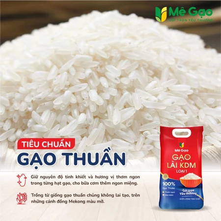 Gạo Lài KDM Loại 1 - Túi 5kg - Thương Hiệu MÊ GẠO - Thơm Nhiều, Dẻo Mềm