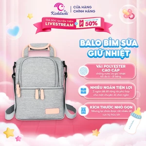 Balo bỉm sữa giữ nhiệt Kichilachi, túi bỉm sữa chống nước bảo quản sữa mẹ size nhỏ - M0038, chưa bao gồm đá khô