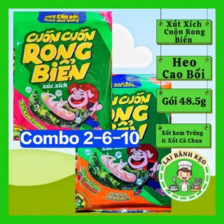 Combo 2-6-10 Gói Xút Xích Cuộn Rong Biển - Heo Cao Bồi, Vị Sốt Trứng Muối & Sốt Cà Chua, Gói 48.5g