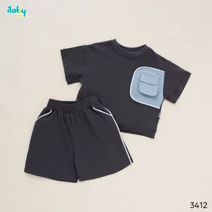 [ILABY 10-35kg] Bộ quần áo bé trai ILABY phối túi hộp năng động chất thun co giãn 4 chiều [3412]