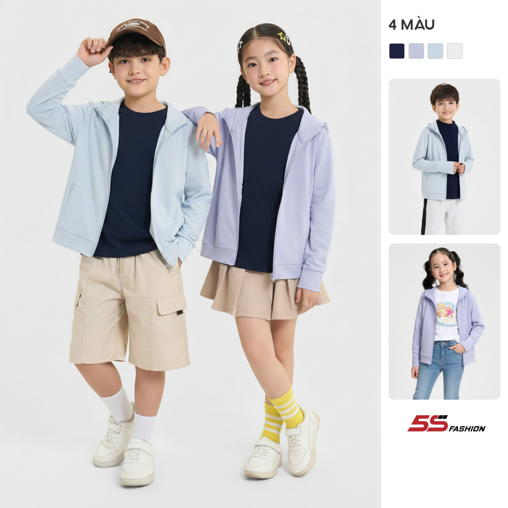 [OUTLET] Áo Chống Nắng Cho Bé Trai Bé Gái COOLMAX 5S FASHION Nhẹ Mát, Thoáng Khí, Co Giãn K0ACN26001
