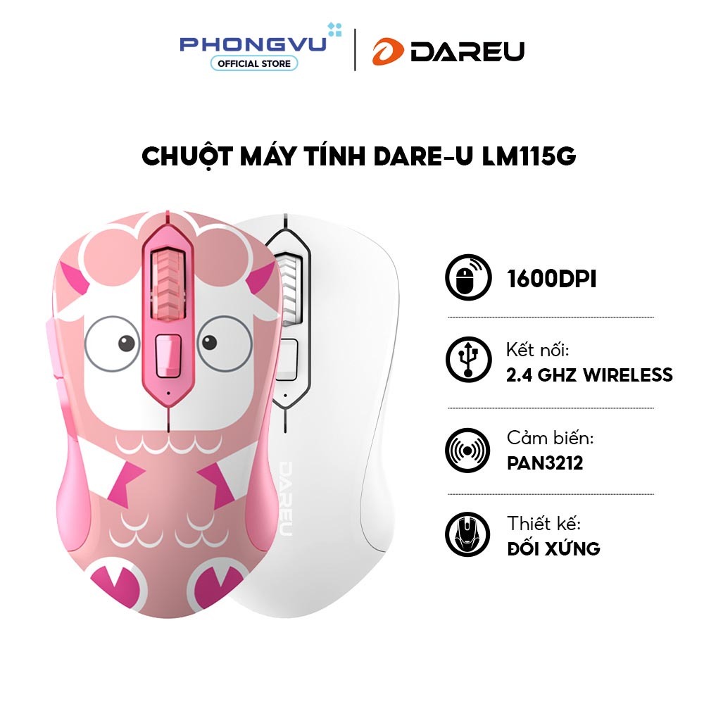 Chuột máy tính không dây Dareu LM115G – Bảo hành 24 tháng
