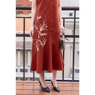 SWANLAKE | Váy Đầm Nữ Suông Sát Nách Cổ Tròn Đuôi Cá Vải Linen Thêu Hoa Cao Cấp Thanh Lịch D13313