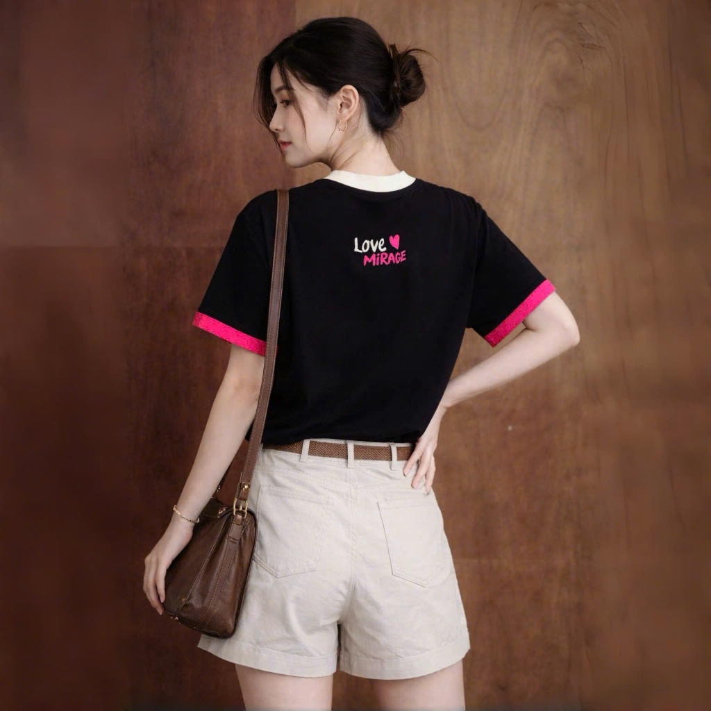 Áo Thun Họa Tiết In Chữ Tay Phối, Chất Cotton Thoáng Mát, Có Kèm Hình Thật.