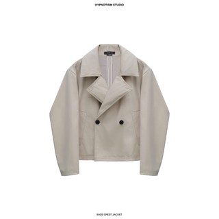 HYPNOTISM | EASE CREST JACKET – Áo Khoác Blazer Cropped Be 2 Nút Form Rộng