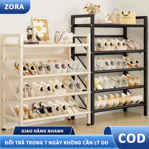Giá để giày đa năng nghiêng bằng thép carbon, màu đen/trắng, có thể chọn 3 tầng, 4 tầng hoặc 5 tầng