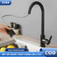 Vòi nước xoay 360 độ, vòi nước bếp cao cấp cho bồn rửa nóng lạnh, lớp phủ bột màu đen.