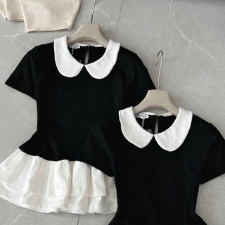 Áo Thun Cổ Sen Chất Mịn Phối Belum Dáng Tiểu Thư Nhẹ Nhàng