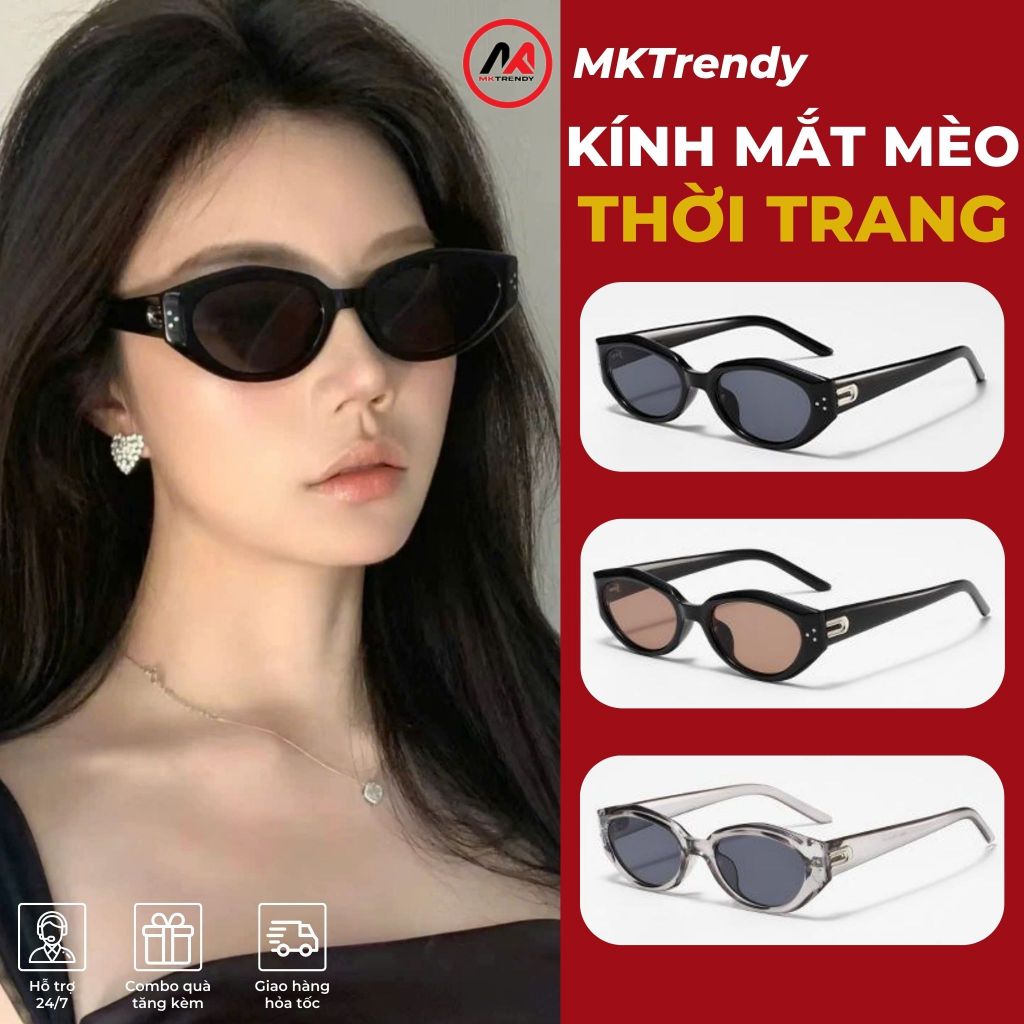 Kính râm mắt mèo chống tia UV MKTRENDY kính mát thời trang nam nữ phong cách Hàn Quốc đi học đi chơi T1