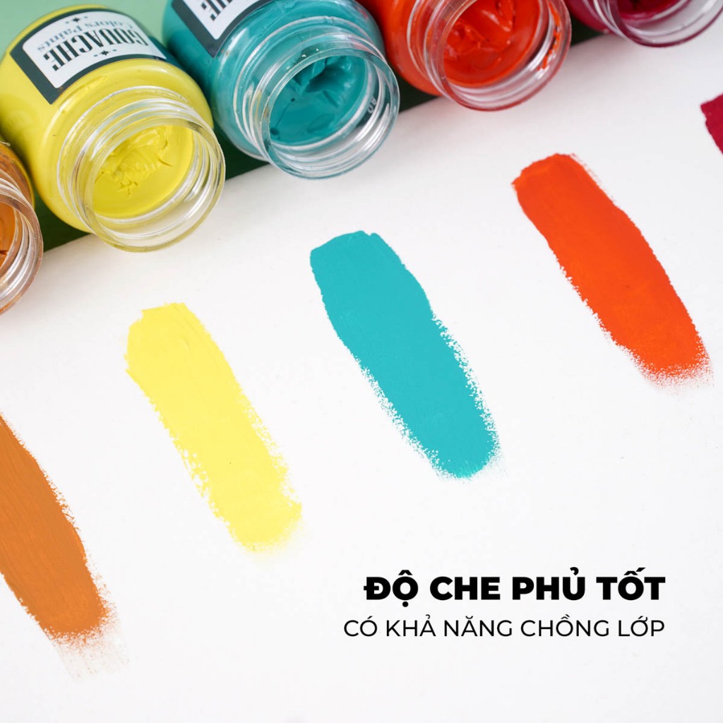 Màu Gouache Classmate 12 Màu 15ml/Hũ, 12ml/Tuýp, Màu Mịn Tươi Sáng, Chồng Được Màu, Pha Sẵn Dễ Trộn Màu, Vẽ Đa Chất Liệu