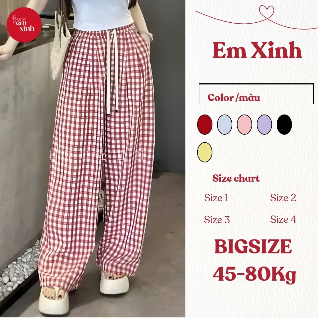 Quần Ống Rộng Nữ Họa Tiết Chất Đũi – Quần Dài Nữ Freesize Bigsize 45–80kg | BS079- Em Xinh Bigsize