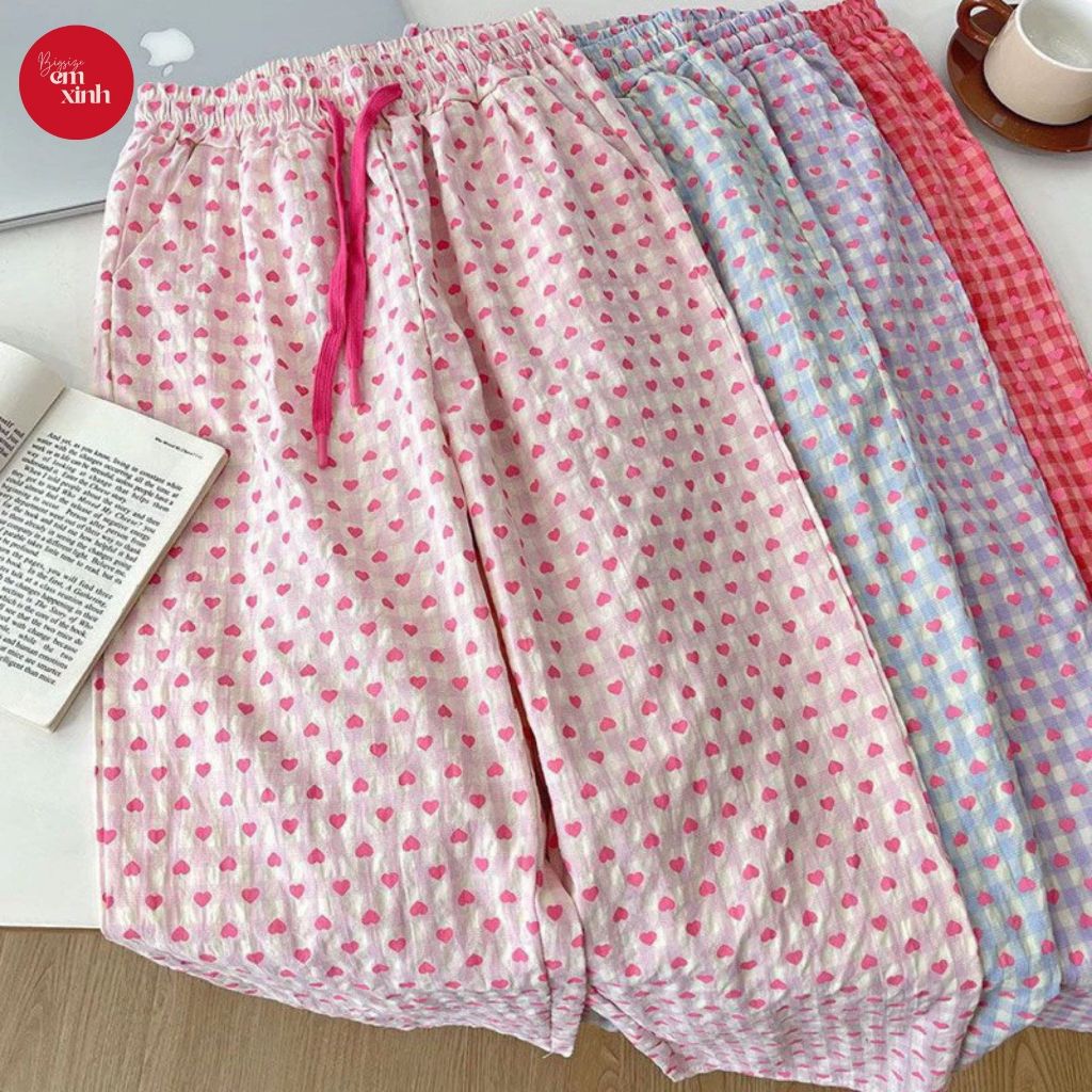 Quần Ống Rộng Nữ Họa Tiết Chất Đũi – Quần Dài Nữ Freesize Bigsize 45–80kg | BS079- Em Xinh Bigsize