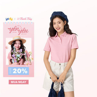 Áo polo nữ cơ bản dáng suông YODY cotton hiệu ứng mắt chim co giãn thấm hút tốt WCPO25S066