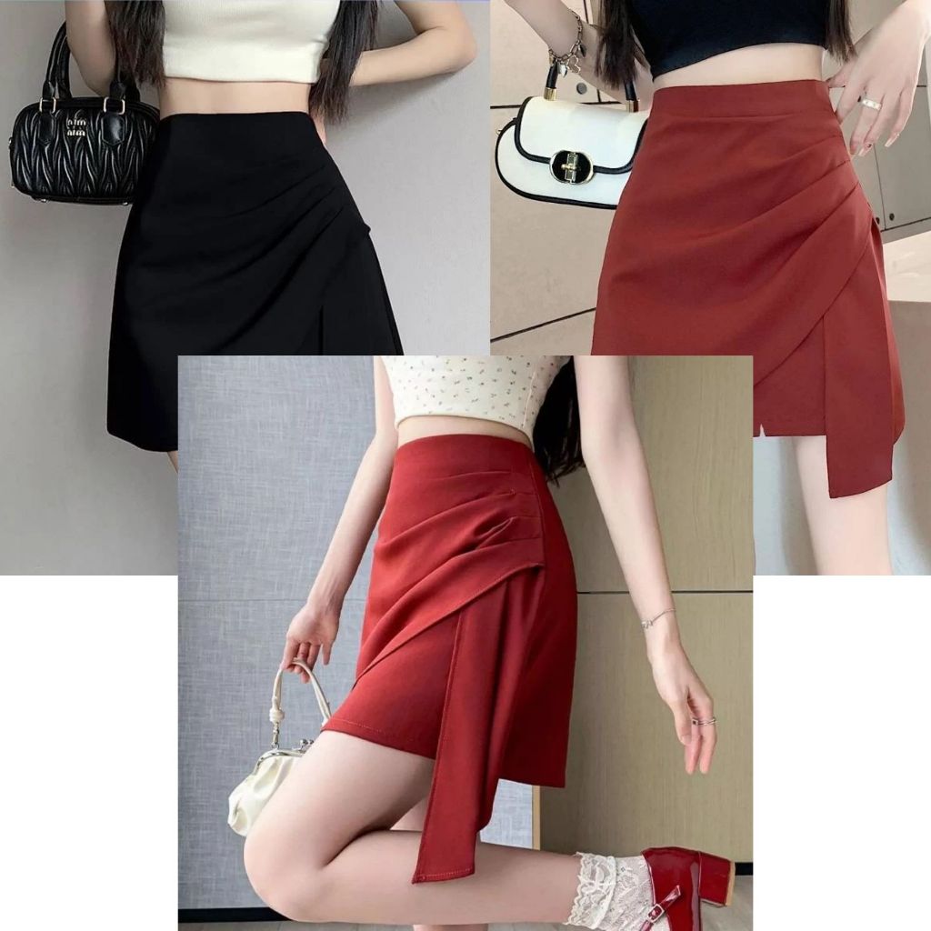 Quần Giả Váy Nữ Vạt Xéo Cotton Lạnh Dày Dặn – Quần Váy Nữ Freesize Bigsize 45–90kg | BS085- Em Xinh Bigsize