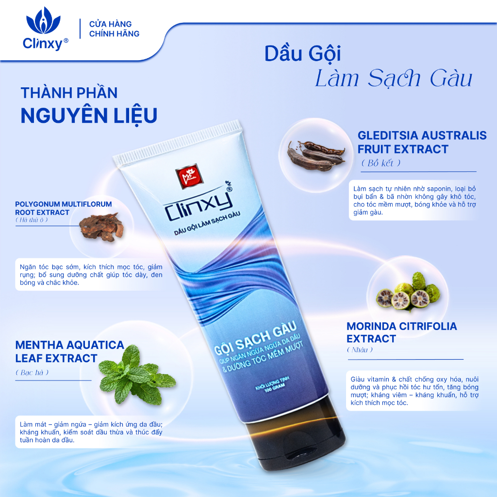 Dầu Gội Hỗ Trợ Làm Sạch Gàu Clinxy - Hàng Chính Hãng (100g)