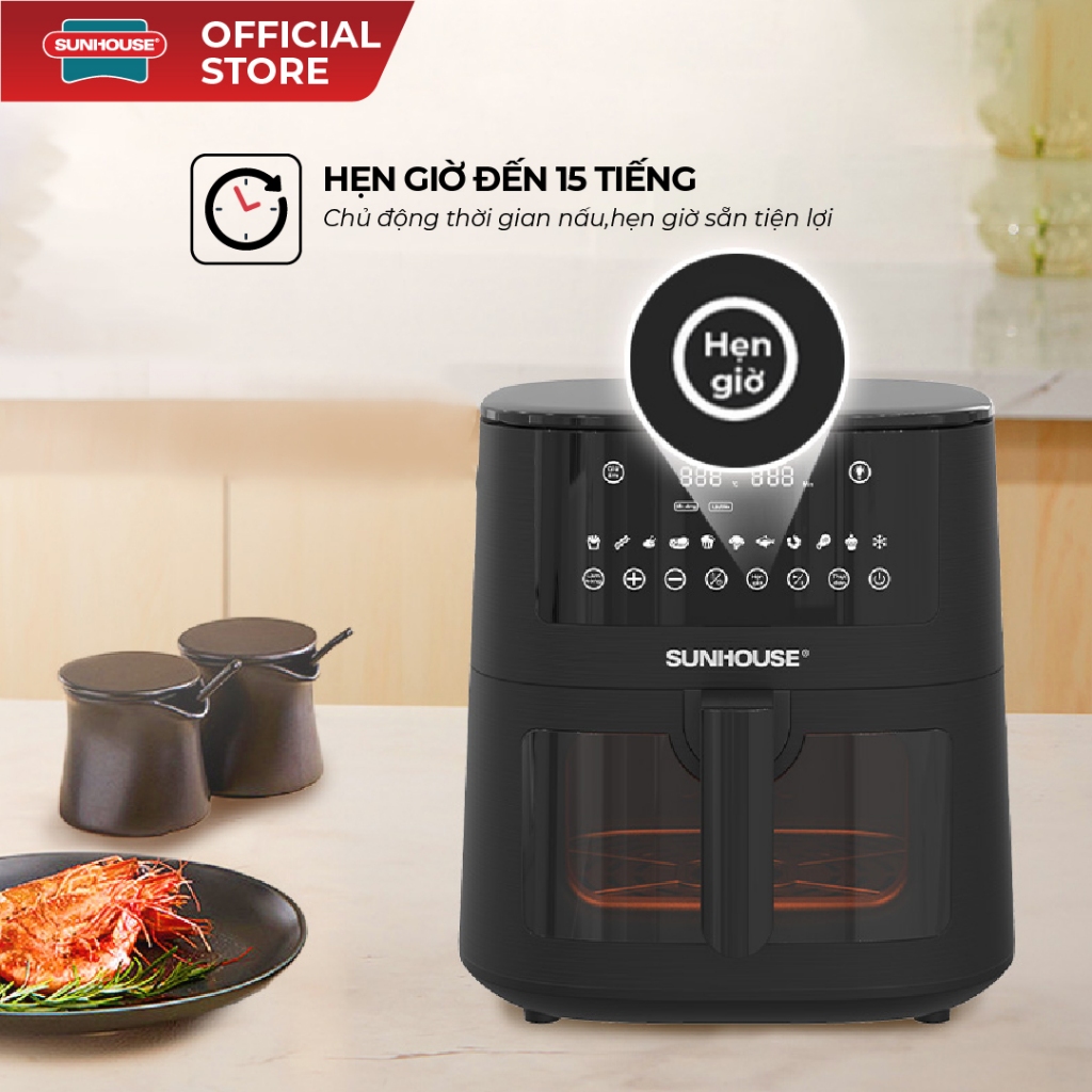 Nồi chiên không dầu 8L Sunhouse SHD4081 -Nướng gà nguyên con - Khoang chiên trong suốt - Hẹn giờ đến 15h | BigBuy360 - bigbuy360.vn