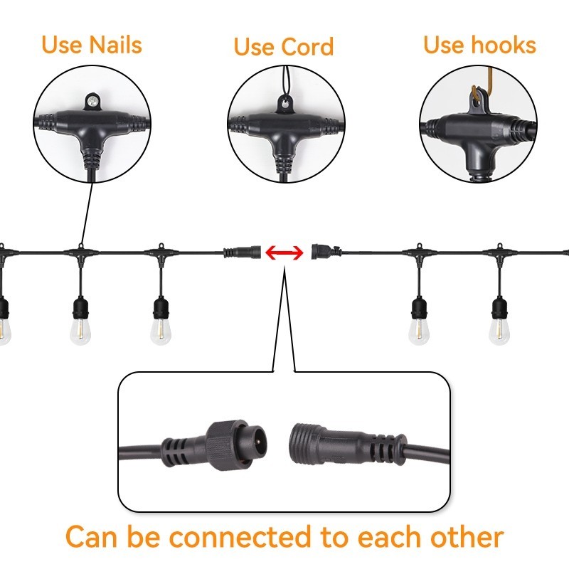 Đèn S14 Ngoài Trời 10M/15M Chống Nước IP65, Dây Đèn LED Trang Trí Sân Vườn, Tiệc, Ban Công, Cafe